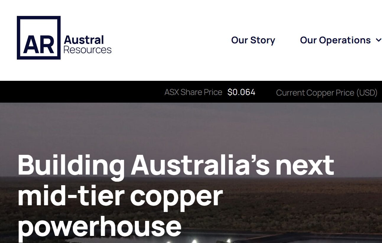 Switching from iron to Copper - Austral Resources (AR1 ASU)