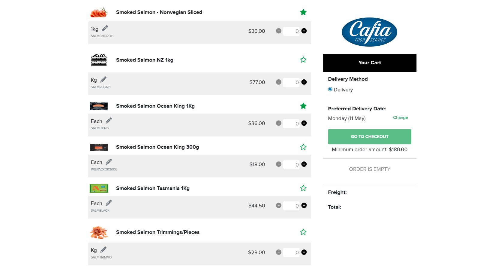 Cheapest smoked salmon online in Sydney (Cafia.com.au)